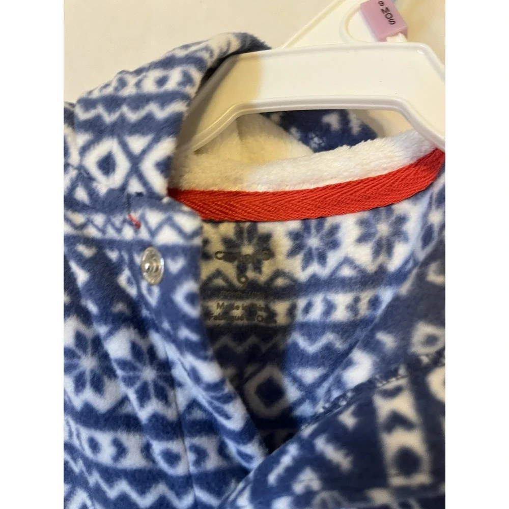 Carters Baby Boy Hooded Fleece Romper Pajamas‎ Snowflake Print 9 Month